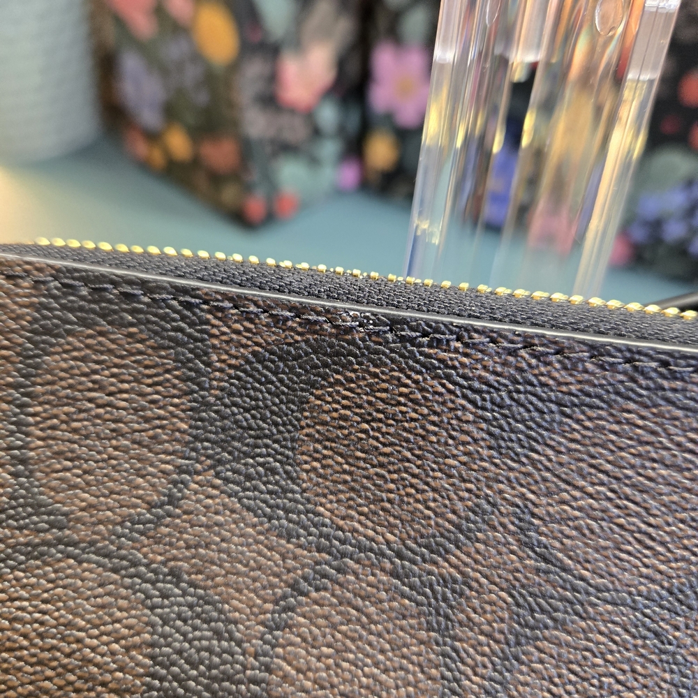 COACH Corner Zip Wristlet Signature C Canvas With Stripe Brown And Black - Picture 12 of 12